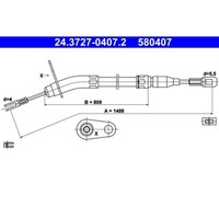 ATE Handbremsseil Hinten Passend FÜR MERCEDES-BENZ /8 | 24.3727-0407.2
