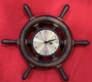 Vintage Ship Wheel | Mountable Wood Clock Mark L | Man Cave | Bar Decoration