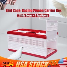 Racing Pigeon Carrier Box Poultry Pet Supply Cage w/ 2 Side Doors + 2 Top Doors