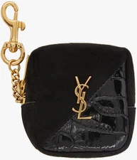 🆕️SAINT LAURENT Jamie Cube Leather and Suede Coin Pouch Bag Charm