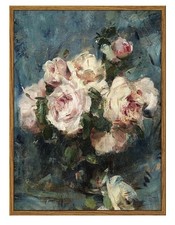 Vintage Roses Framed Wall Art 11x14 Botanical Floral Oil Painting Print