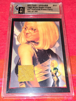 BRITNEY SPEARS WORN DRESS RELIC CARD FROM 23RD NATIONAL PRESS PARTY SLABBED GAI