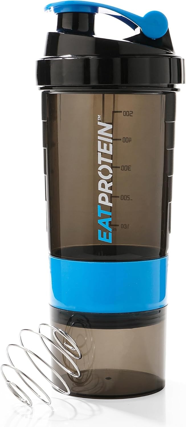 EatProtein 500ml Protein Shaker Bottle Black with 2 Powder Storage Containers - Image 3