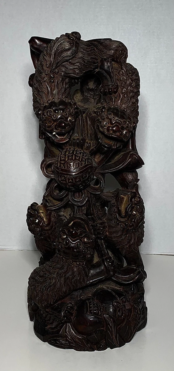 希少 骨董品 金彩 木彫 清時代 民国 大型 壁飾り 唐木 1900-1940 木制