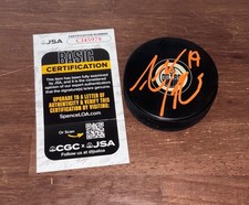 Adam Henrique Signed Autographed Edmonton Oilers Logo Hockey Puck JSA