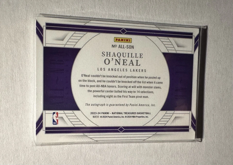 2023-24 Panini National Treasures All-NBA Signatures Shaquille O'Neal automático/5 Foto 2 de 3