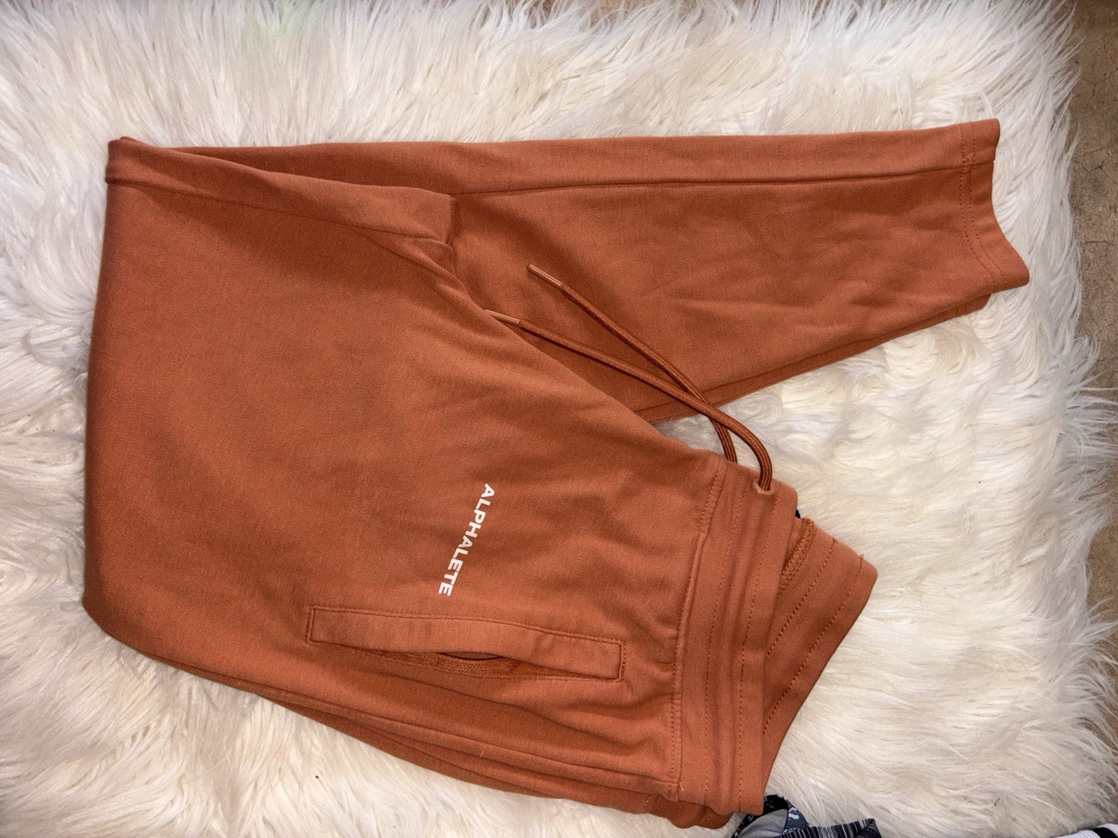 ALPHALETE Women's Orange Jogger Pants Size S Drawstring Pockets Cotton Blend