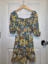 Jessica Simpson Dress Floral Smocked Long Sleeve S Prairie Boho Girly Peasant
