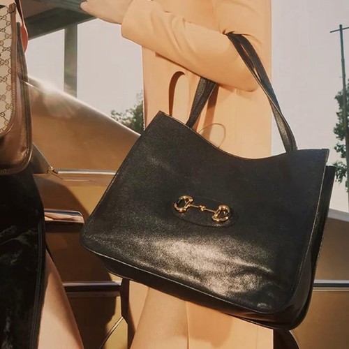 Gucci Horsebit Tote Bag Handbag Black