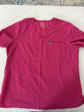 Figs Scrub Top Womens XL Technical Collection Catrina Pink Pockets 1874 E33