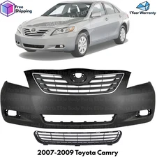 Front Bumper Cover Paintable & Grille Assembly Kit For 2007-2009 Toyota Camry