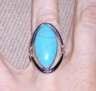 VINTAGE ATI TAXCO? MEXICO TURQUOISE RING STERLING SILVER SZ 8 ESTATE