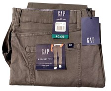 Gap Mens 5-Pocket Slim Fit Stretch Twill Pants 40x32 Classic Style Gray