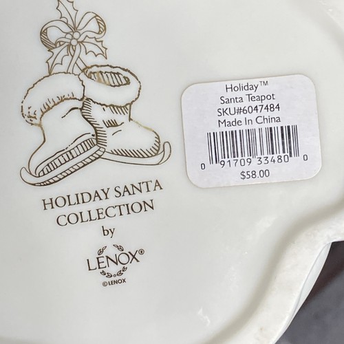 Lenox Vintage Holiday Santa Collection Ice Skating Santa Porcelain Teapot Xmas - Picture 10 of 12