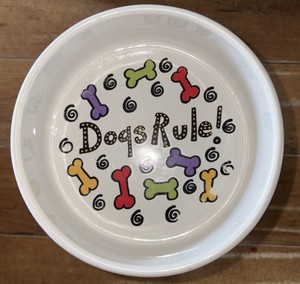 Fenix Research Group Dogs Rule! Ceramic Food Bowl 6.5”  USA Signed Catrinka 1995