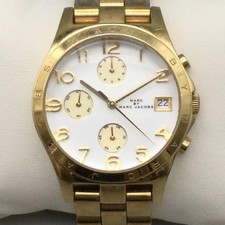 Marc By Marc Jacobs Womens Watch 37mm Gold Tone Chronograph New Battery 6.75"