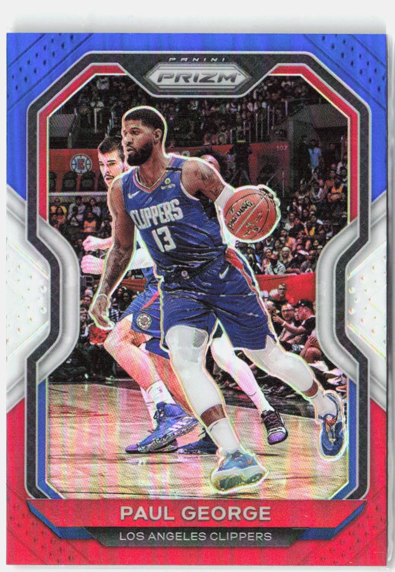 2020-21 Panini Prizm #14 Paul George Red, White and Blue Prizms