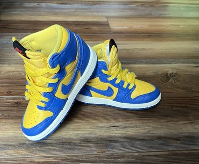 Nike Jordan 1 Retro High OG TD Varsity Maize/Game Royal Leather Baby Sneakers 9C