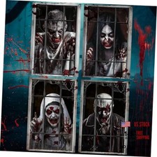 4 Pack Halloween Window Decorations Halloween Curtain Scary Window Ghost