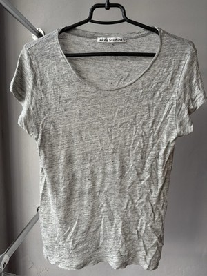 Acne Studios 2014 Linen T-Shirt Minimalist Gray Tee  Women Size M