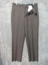 Chaps Dress Pants Mens 34x32 Brown Wool Straight Leg Flat Front Mid Rise
