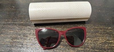 Jimmy Choo Red Cat Eye Women's Sunglasses Glitter Temple Black Plastic Lens