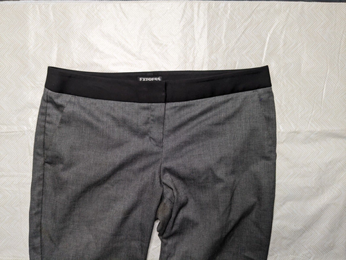 Express Pants Women's 8 Black Gray Woven Columnist Cropped Work Casual Slacks - Picture 2 of 8