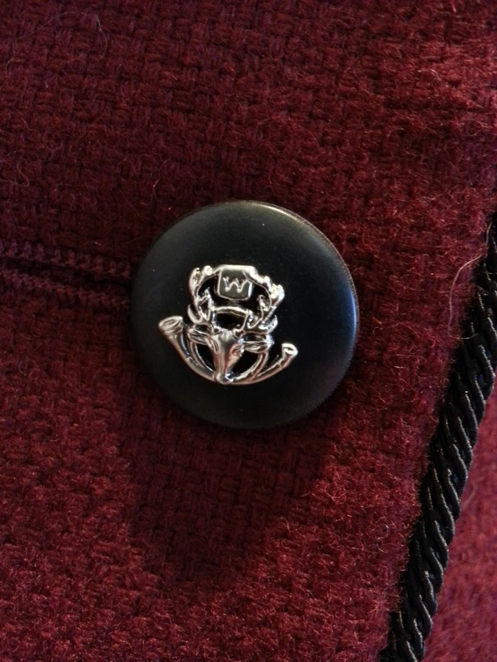 Chaqueta Blazer Wathne Granate Bordada Terciopelo Negro 100% Lana Preppy 6 Foto 4 de 4