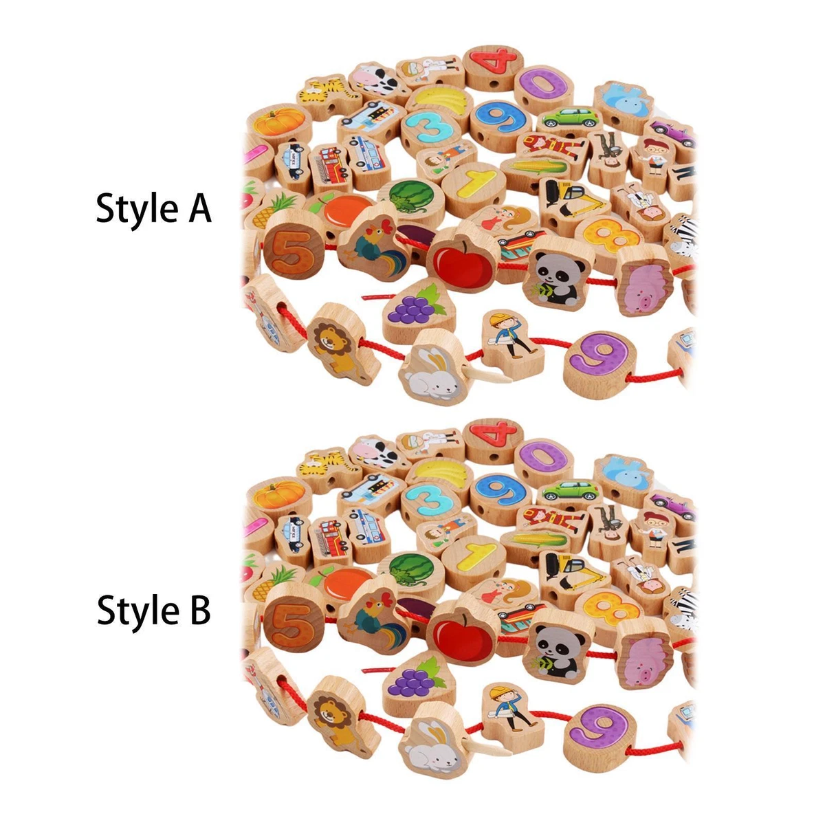 Wooden threading cheap toys