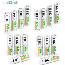 Lot AA  2500mAh NI-MH Rechargeable Batteries for FlashLight + Box