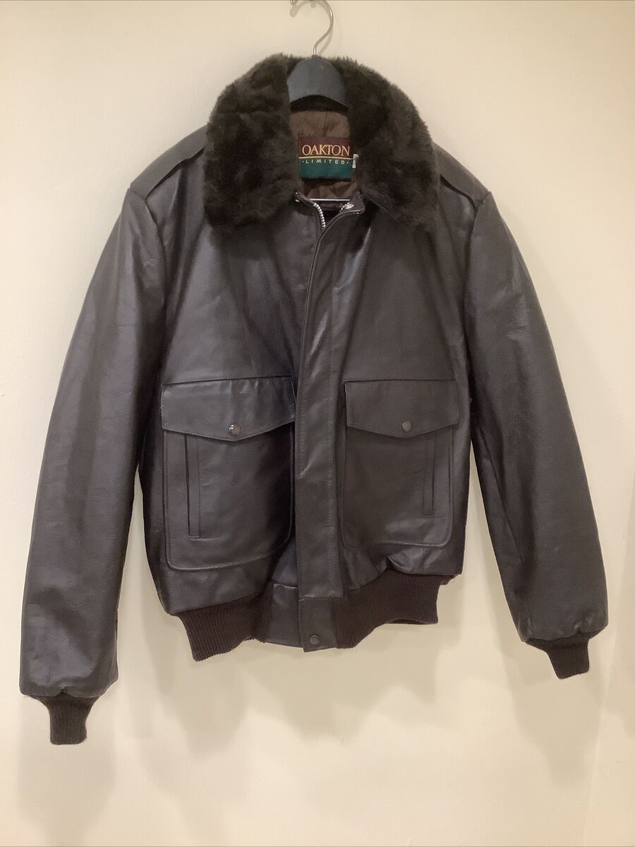 Vintage Oakton Limited Mens Leather Bomber Flight Jacket 42 Vintage Oakton Limited Mens Leather Bomber Flight Jacket 42