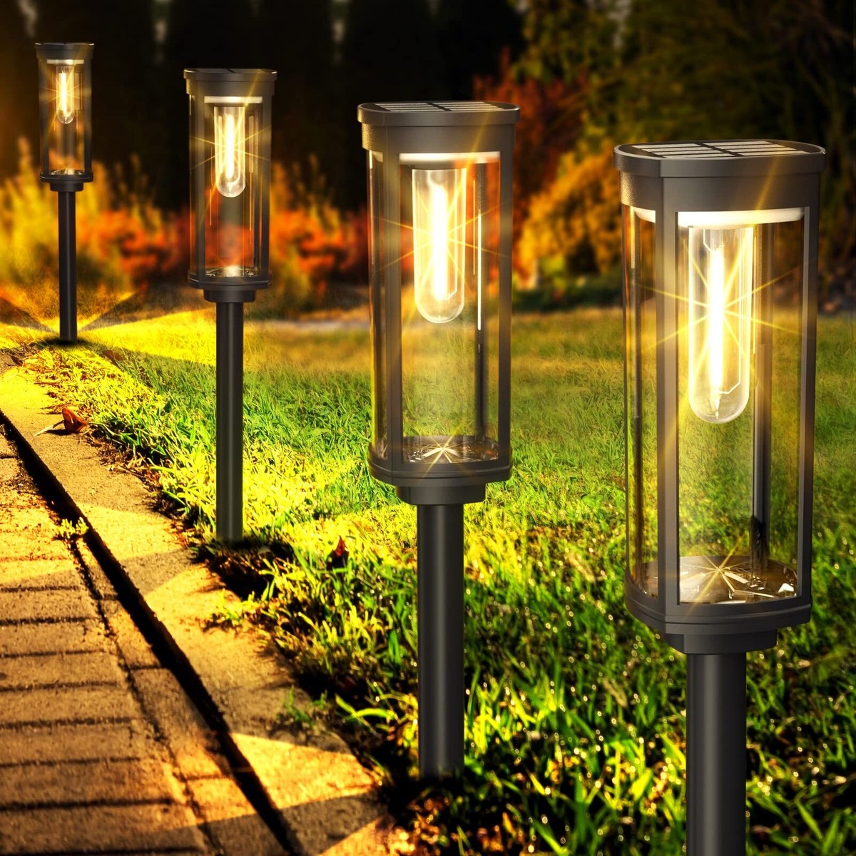 Solar Pathway Lights Outdoor 6 Pack, Bright Solar Path