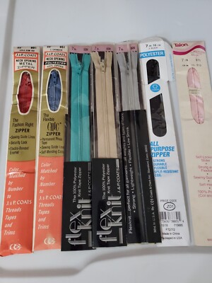 Vintage zipper Lot of 7 Talon Flex Knit JP Coates NOS Multi Colors
