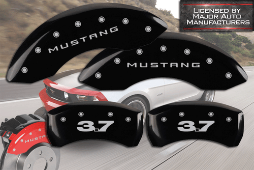 2011-2014 Ford "Mustang 3.7" Front Rear MGP Black Brake Disc Caliper Covers - Picture 1 of 10