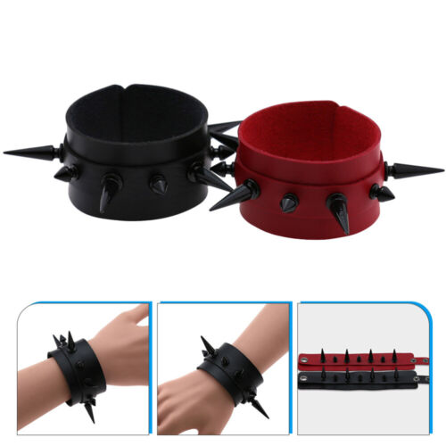 2pcs Spiked Wristband Wrist Accessories Goth Bracelet Punk Bracele - Foto 1 di 10