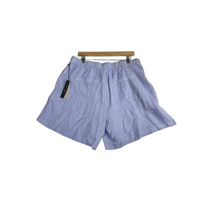 New Tahari 100% Linen Elastic Waist Shorts size 1X Light Blue