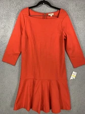 MAISON JULES Dress Womens Square Neck 3/4 Sleeve Drop Waist Medium NWT $80