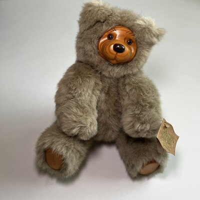 Raines Bear Cookie 660330 Wood Face & Feet 12” Beige Jointed Signed New ...