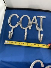 RARE 1 USED COAT HOOKS WALL MOUNTED RACK ALUMINUM SILVER VINTAGE STURDY HANGER