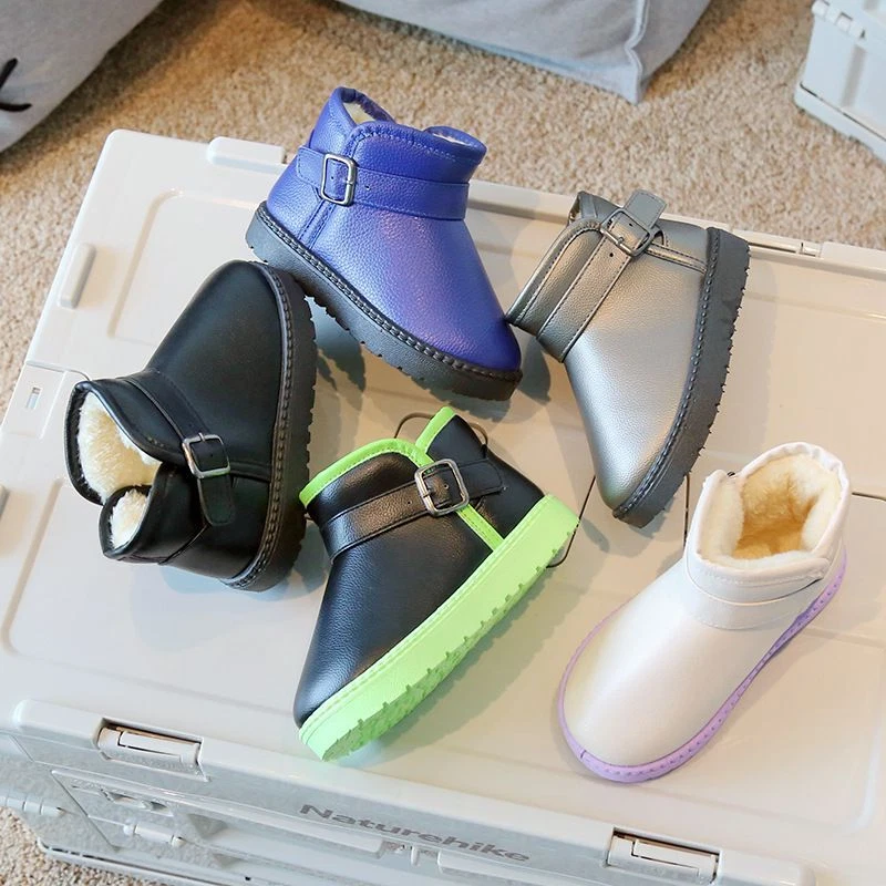 Invierno Niños Niñas Niños Chelsea Botines Impermeables Forrados de Piel Zapatos Talla EE. UU. Foto 2 de 4