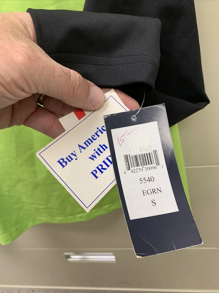 Nuevo Nuevo de Lote Antiguo Mujer L/S Pequeño Top Activo Verde Lima Negro Lily’s Beverly Hills EE. UU. Foto 4 de 4