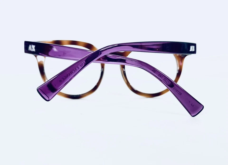 Gafas redondas Armani Exchange Tortuga templos púrpura transparente AX 50 22 140 3N Foto 4 de 4