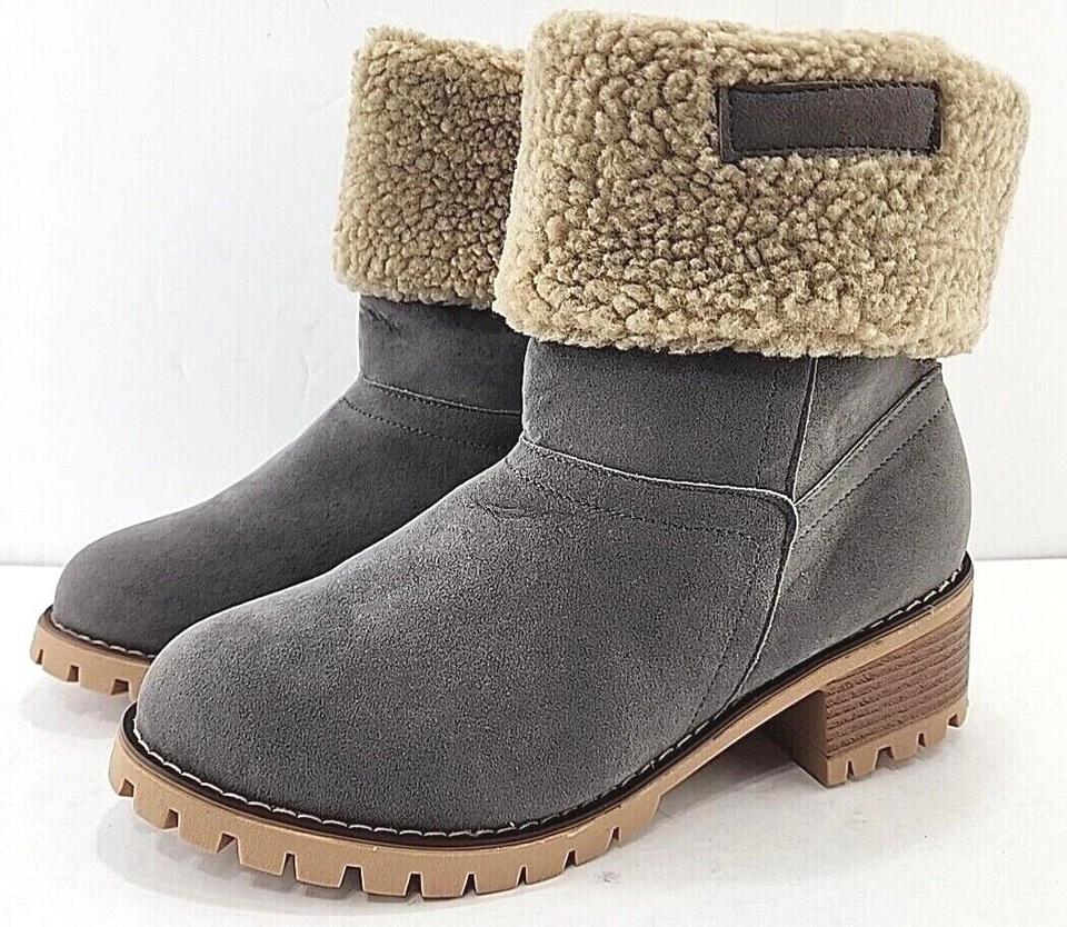 ROSY Mujer Invierno Botas Zapato Tallas 6, 8, 9, 9.5 y 10M Imitación Gamuza y Piel Sintética NUEVO Foto 3 de 4