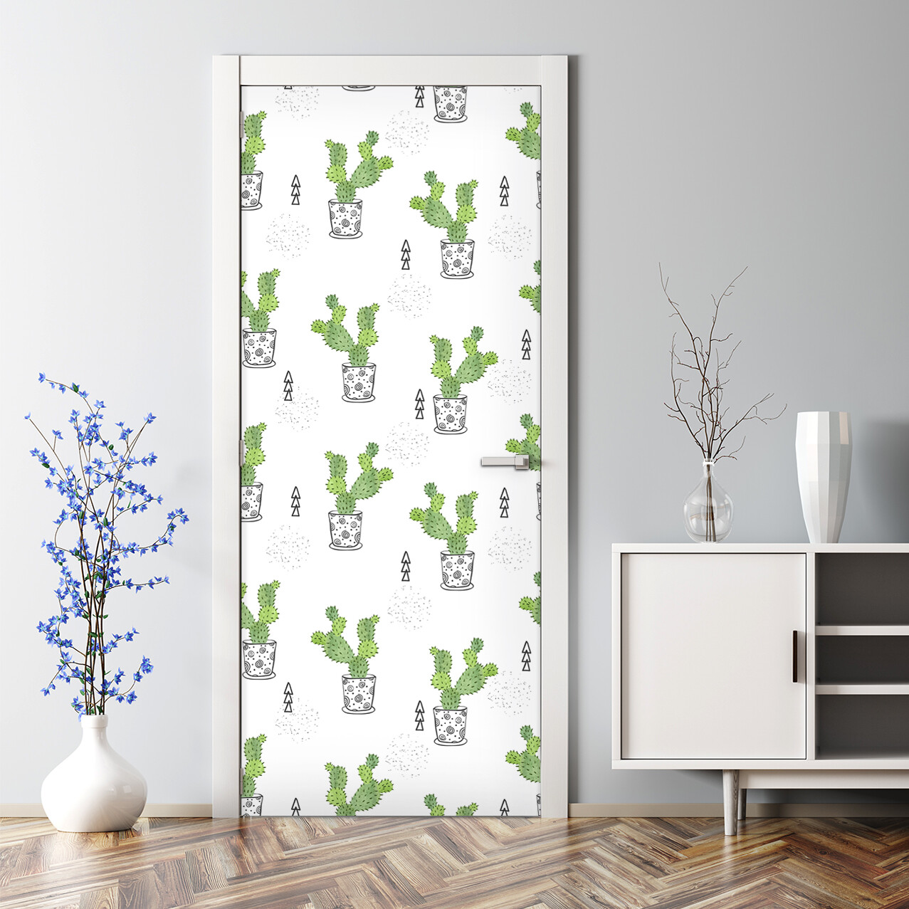Watercolour Cactus Cacti Bubble Free Door sticker Easy stick Self adhesive Decal
