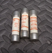 3 Lot NEW Gould Shawmut A2Y60 Fuse 60 Amp 250 Volt AC Type 1 Amp-Trap