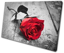 Floral Roses Flowers Love SINGLE CANVAS WALL ART Picture Print VA