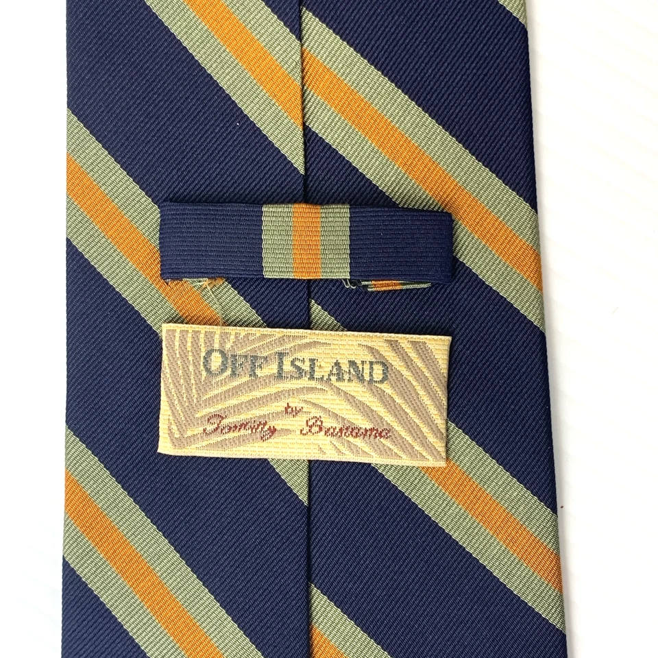 Corbata de seda OFF ISLAND Tommy Bahama Repp para hombre 4" x 57,5" azul marino salvia melón rayas Foto 4 de 4
