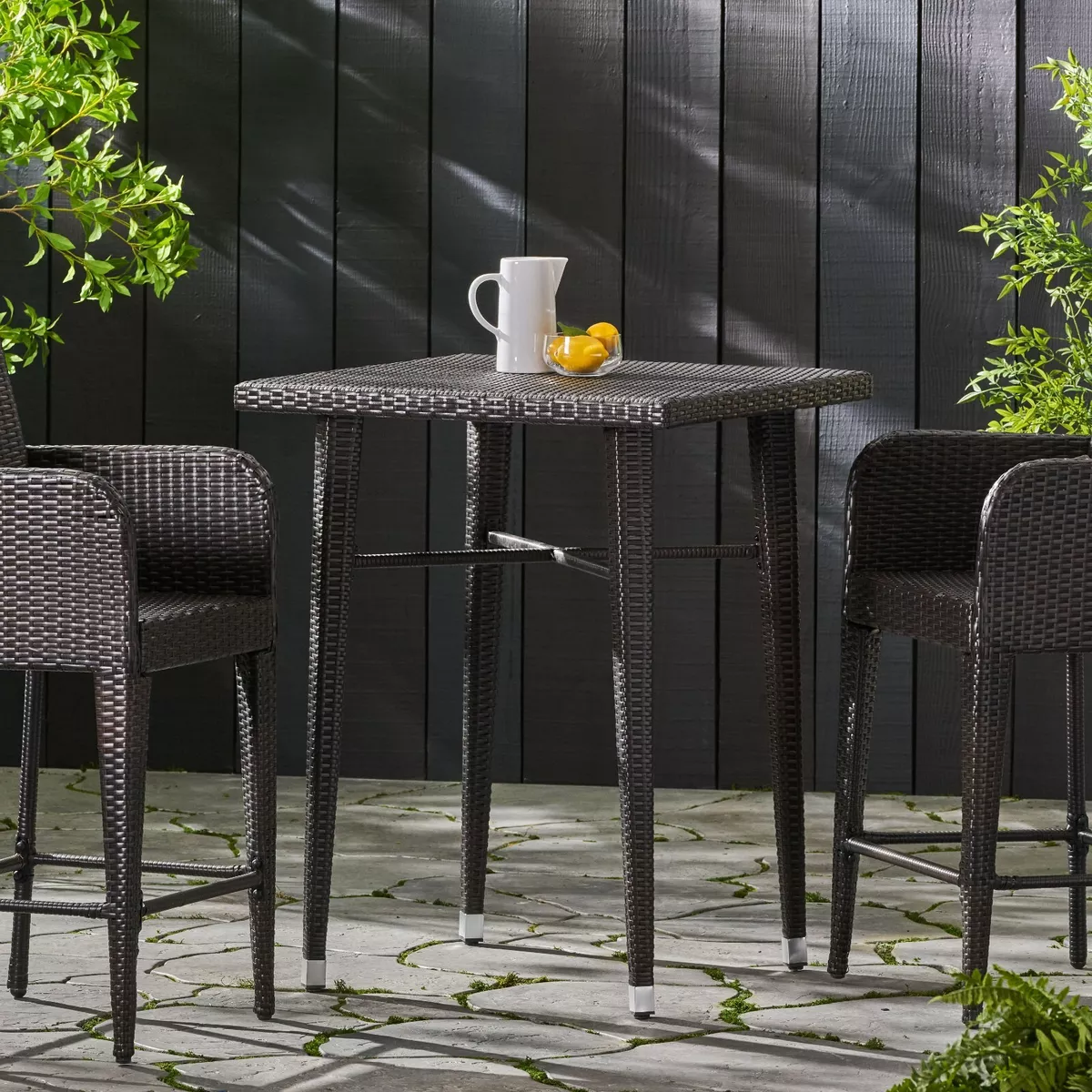 Wicker pub table hot sale