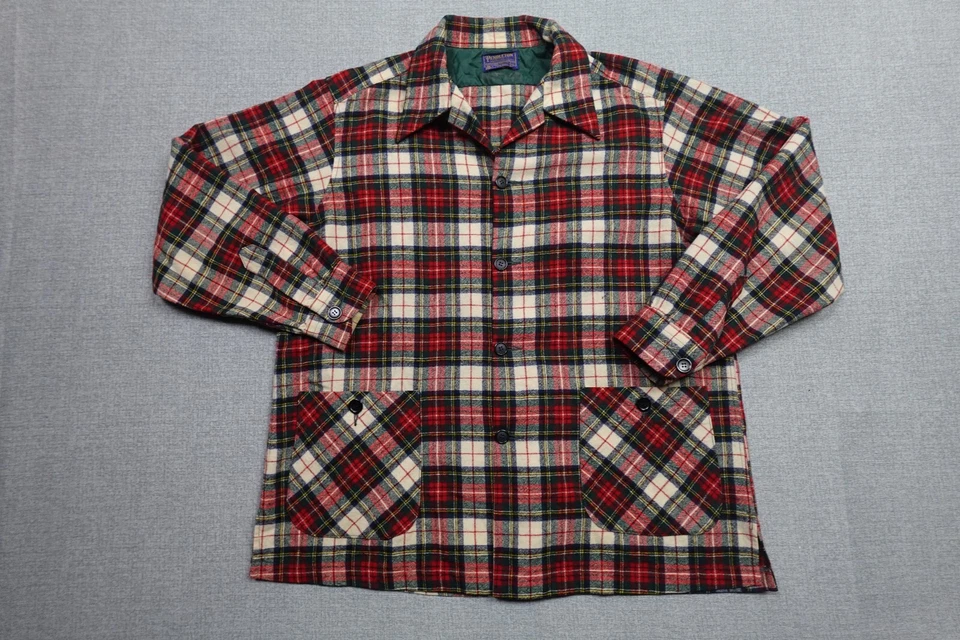 Vintage Pendleton Wool Jacket Mens XL Red Plaid 80s Button Lumberjack Outdoors - Image 4 of 4