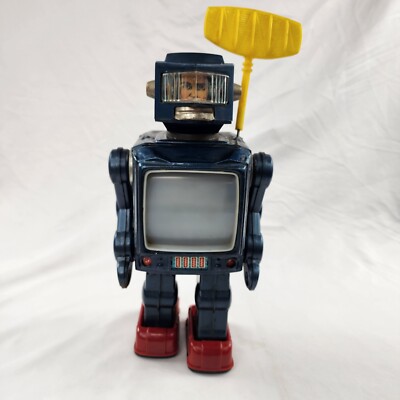 Vtg 1960s Blue Radar Robot Tin Toy Japan Original S.H Horikawa